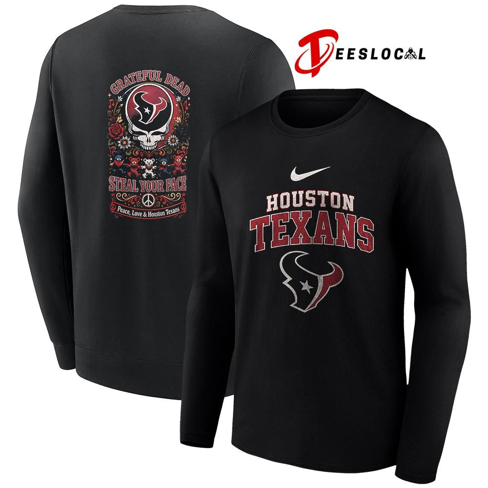 Houston Texans x Grateful Dead steal your face peace love logo shirt