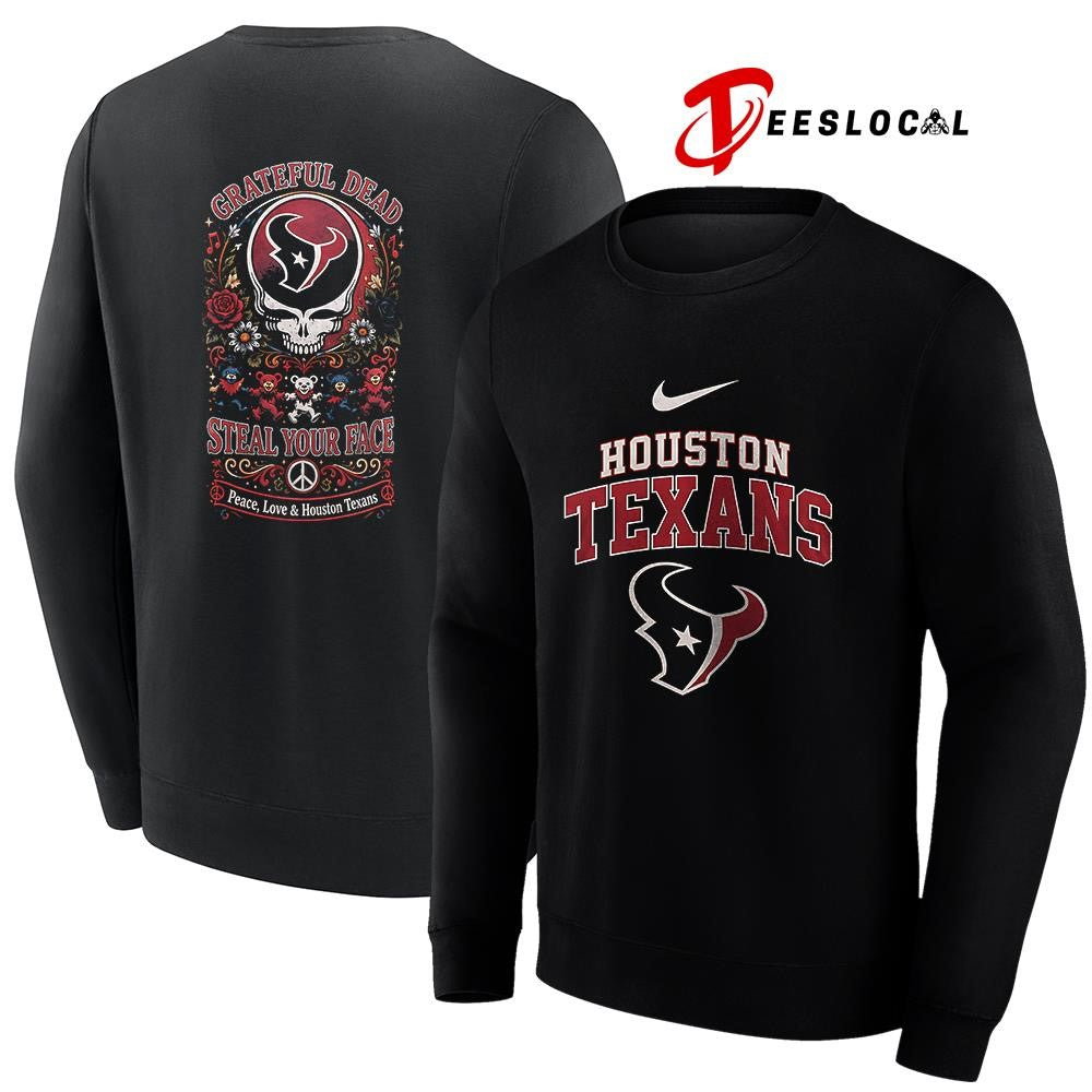 Houston Texans x Grateful Dead steal your face peace love logo shirt