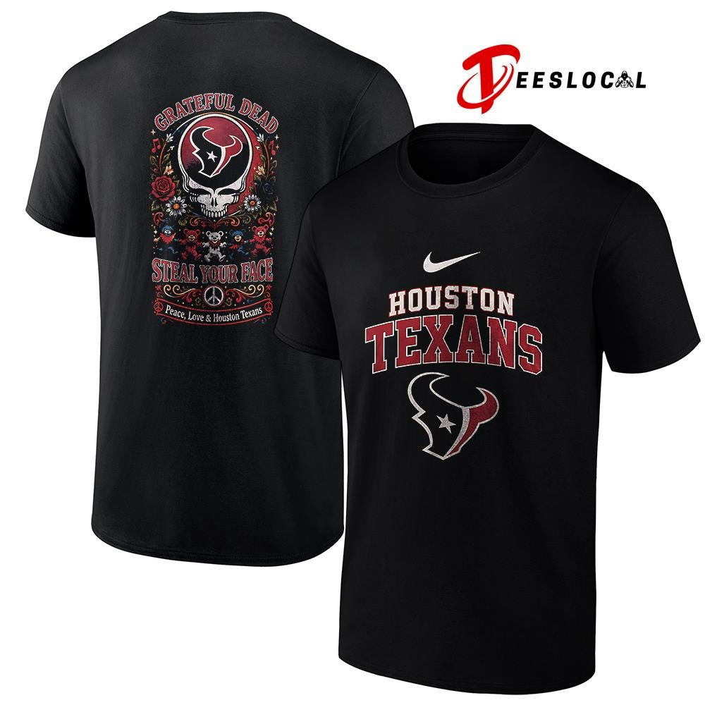 Houston Texans x Grateful Dead steal your face peace love logo shirt