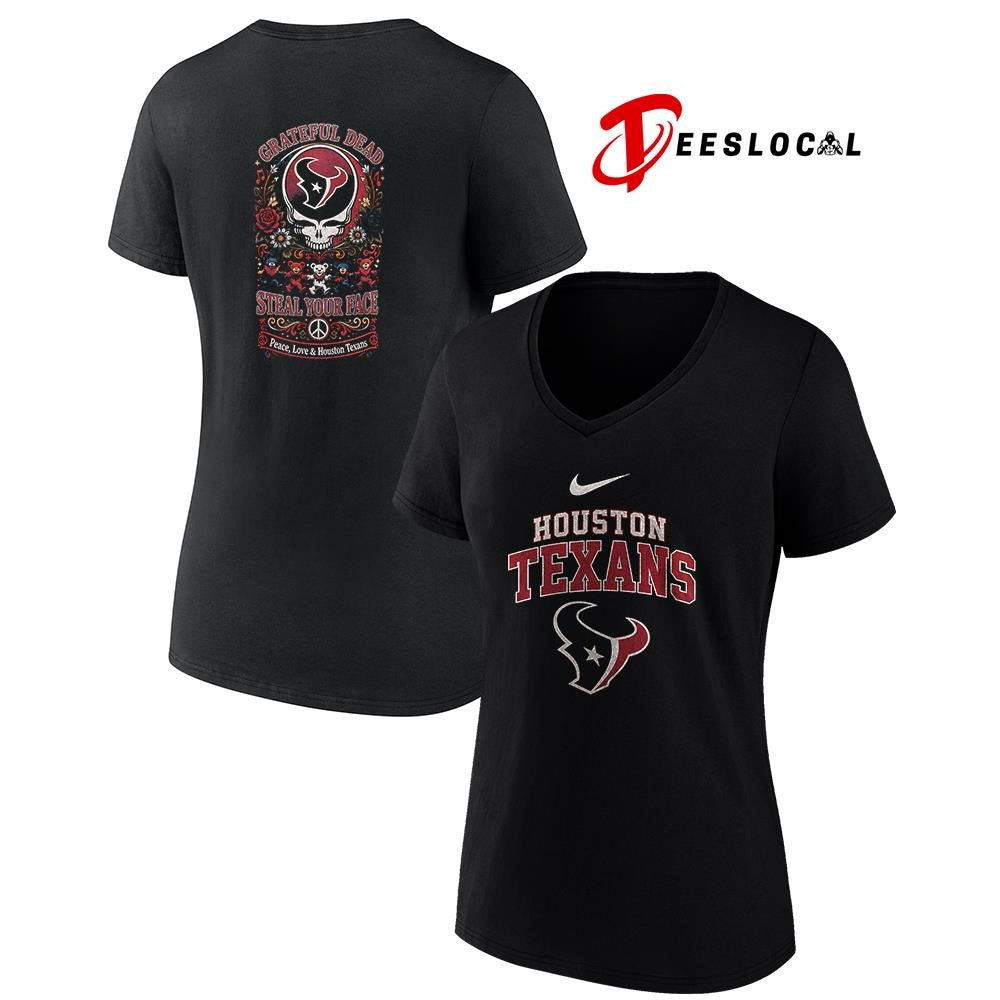Houston Texans x Grateful Dead steal your face peace love logo shirt
