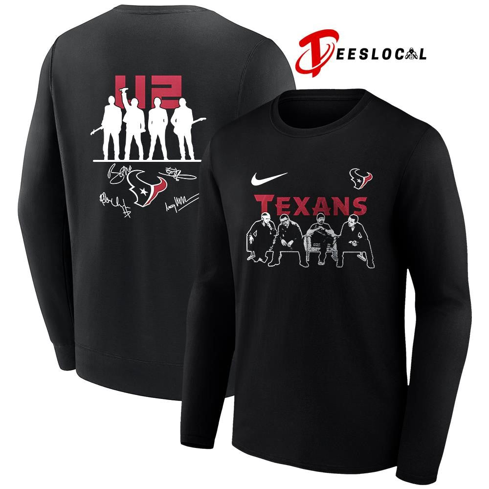 Houston Texans x U2 band signature silhouette shirt