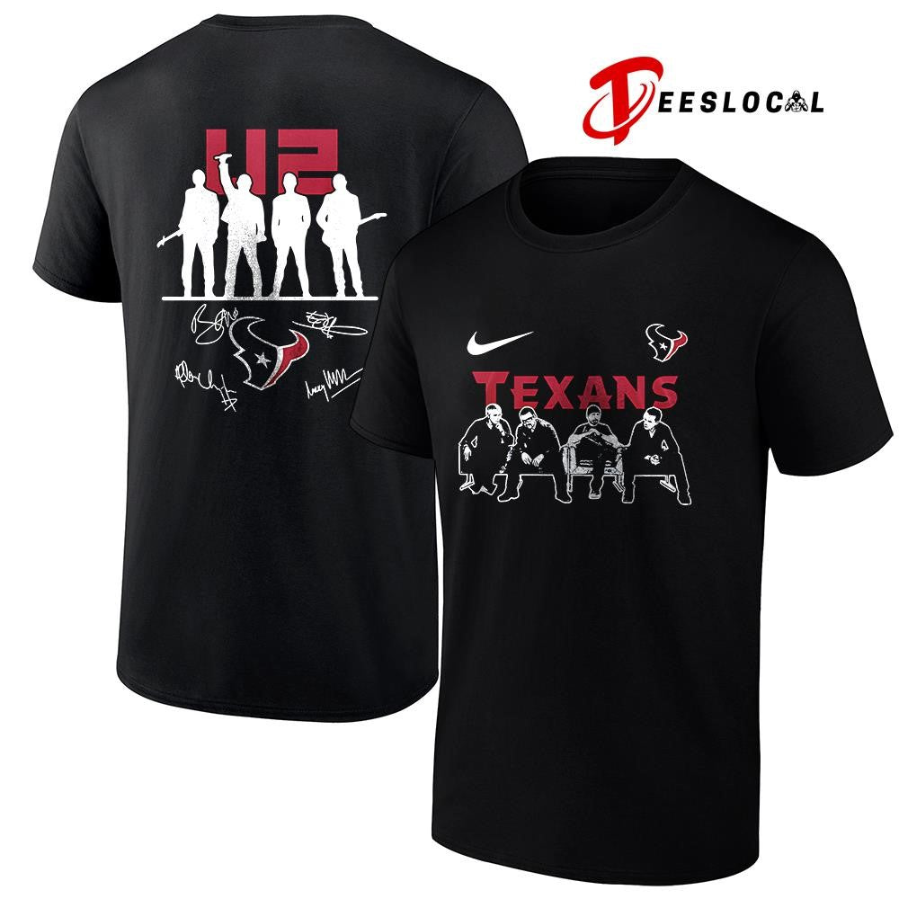 Houston Texans x U2 band signature silhouette shirt