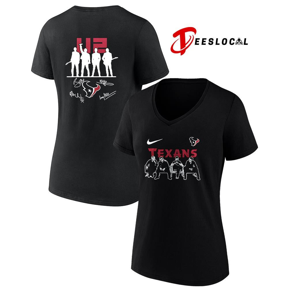 Houston Texans x U2 band signature silhouette shirt