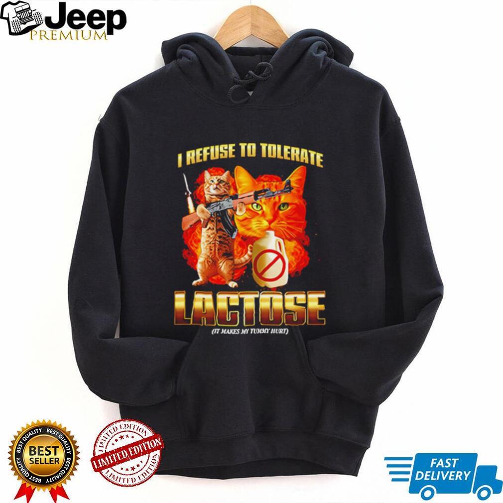 I Refuse To Tolerate Lactose Funny Orange Cat AK 47 T Shirt