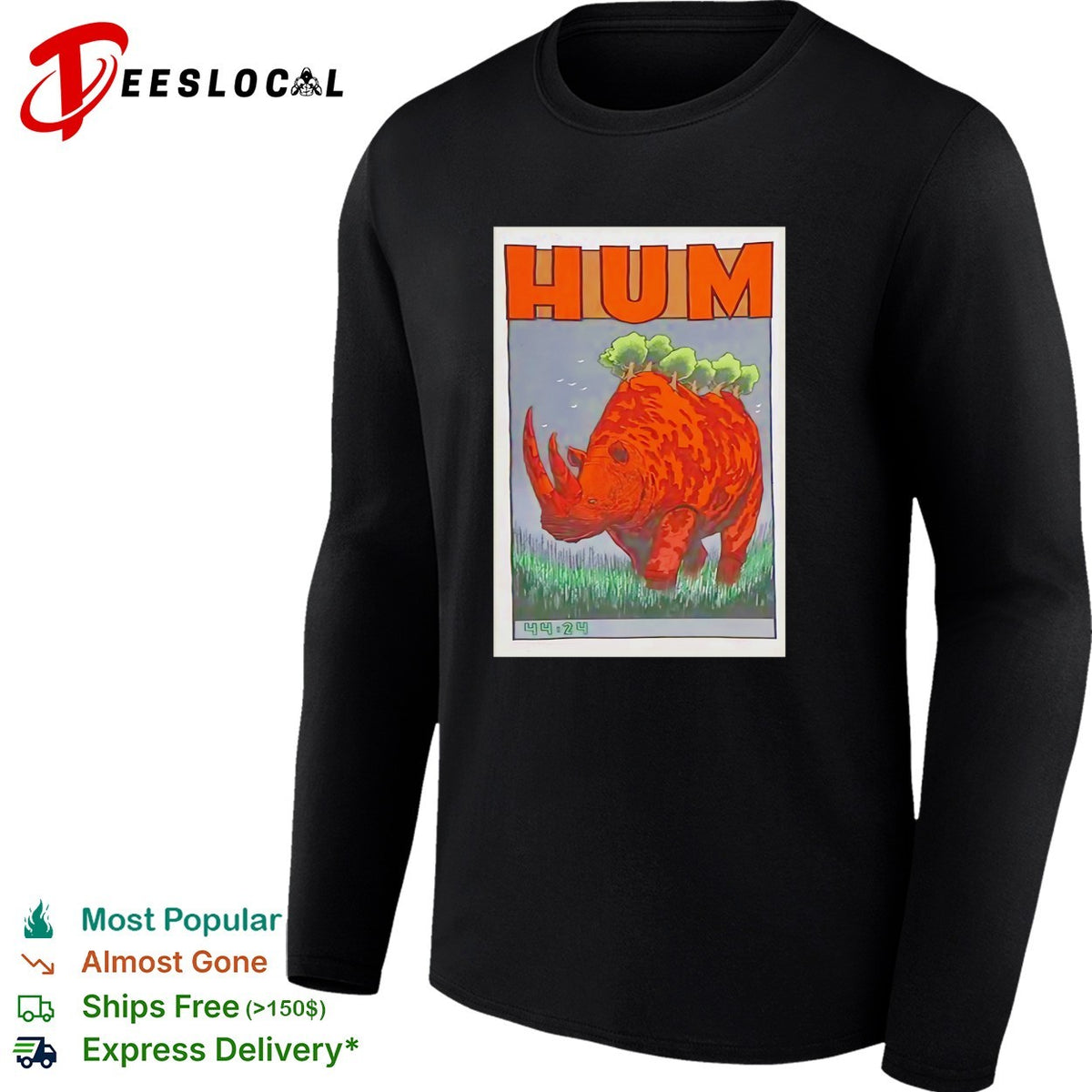 Hum 44 24 Rhino Forest Illustration Band Tour Music Poster Indie Rock Music shirt