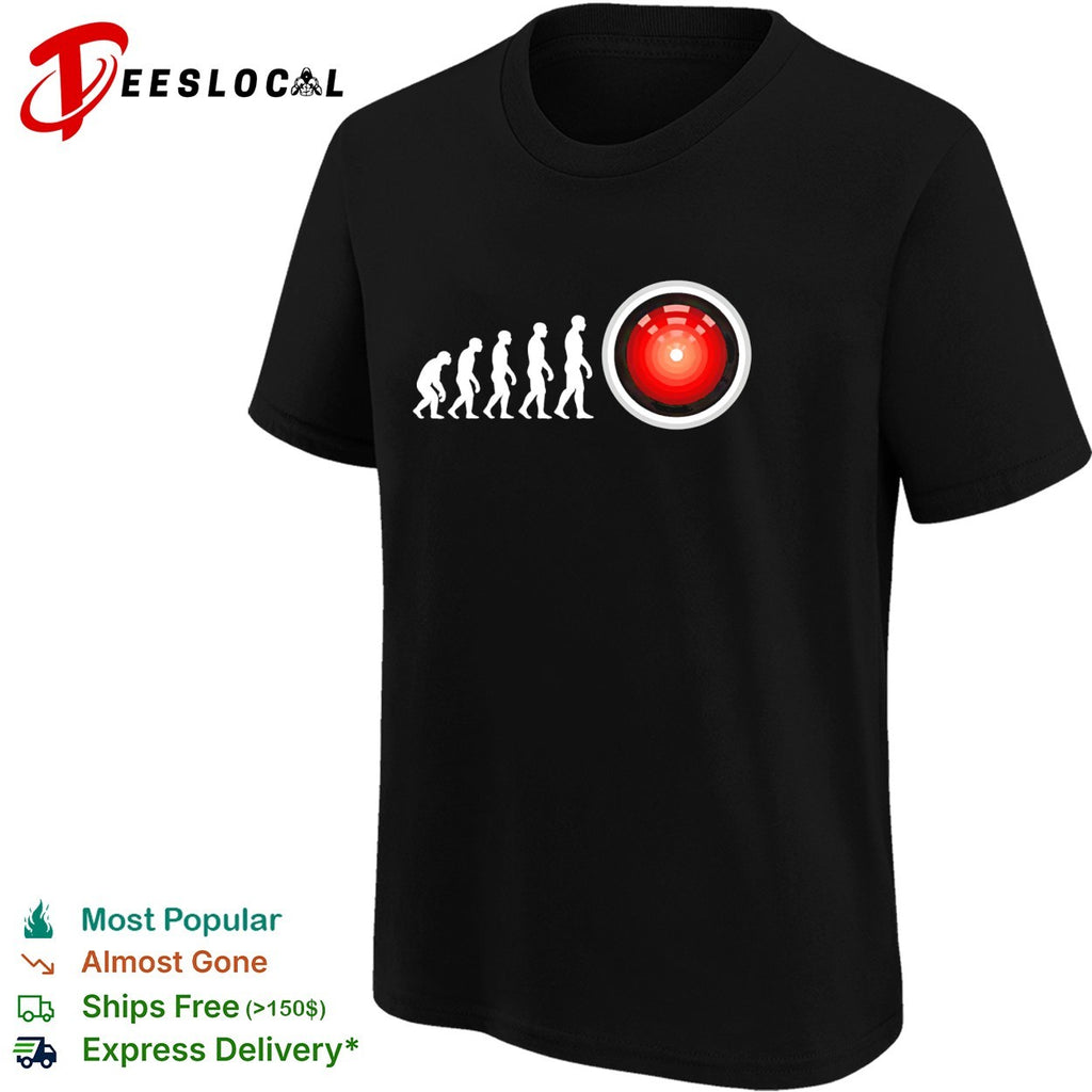 Human evolution to HAL 9000 AI 2001 Space Odyssey humor shirt