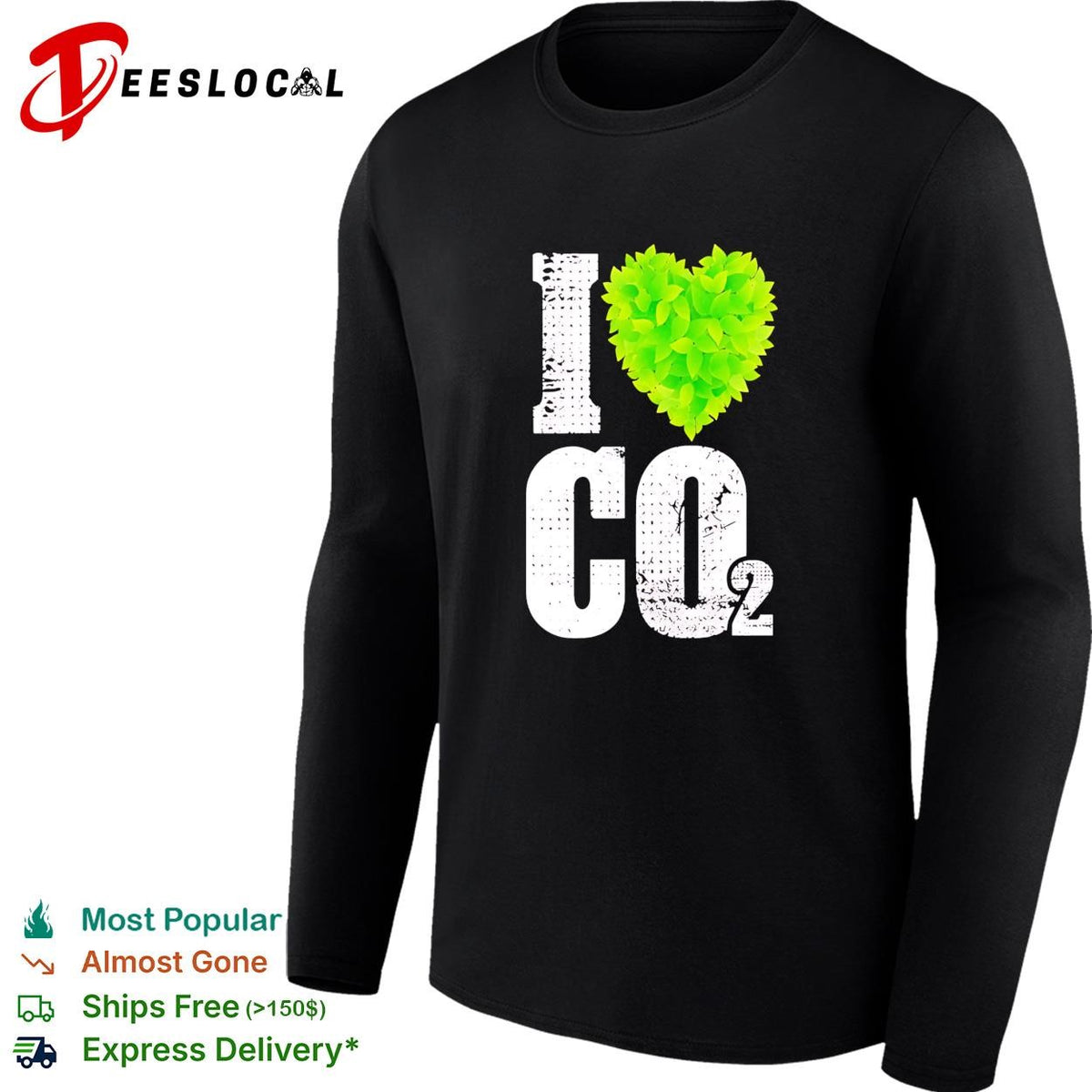 I Heart CO2 green heart by leaf shirt