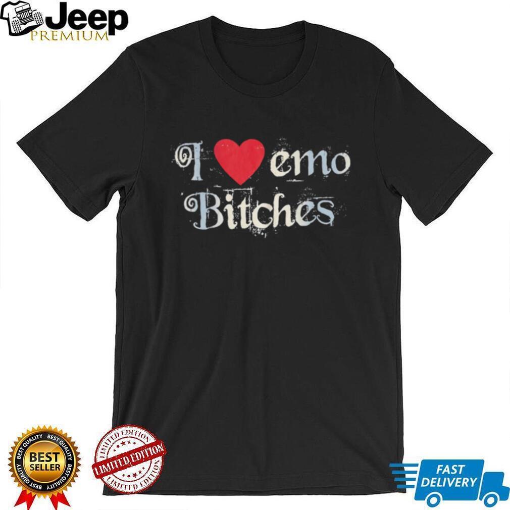 I Heart Emo Bitches Red Heart Y2K Aesthetic Black T Shirt