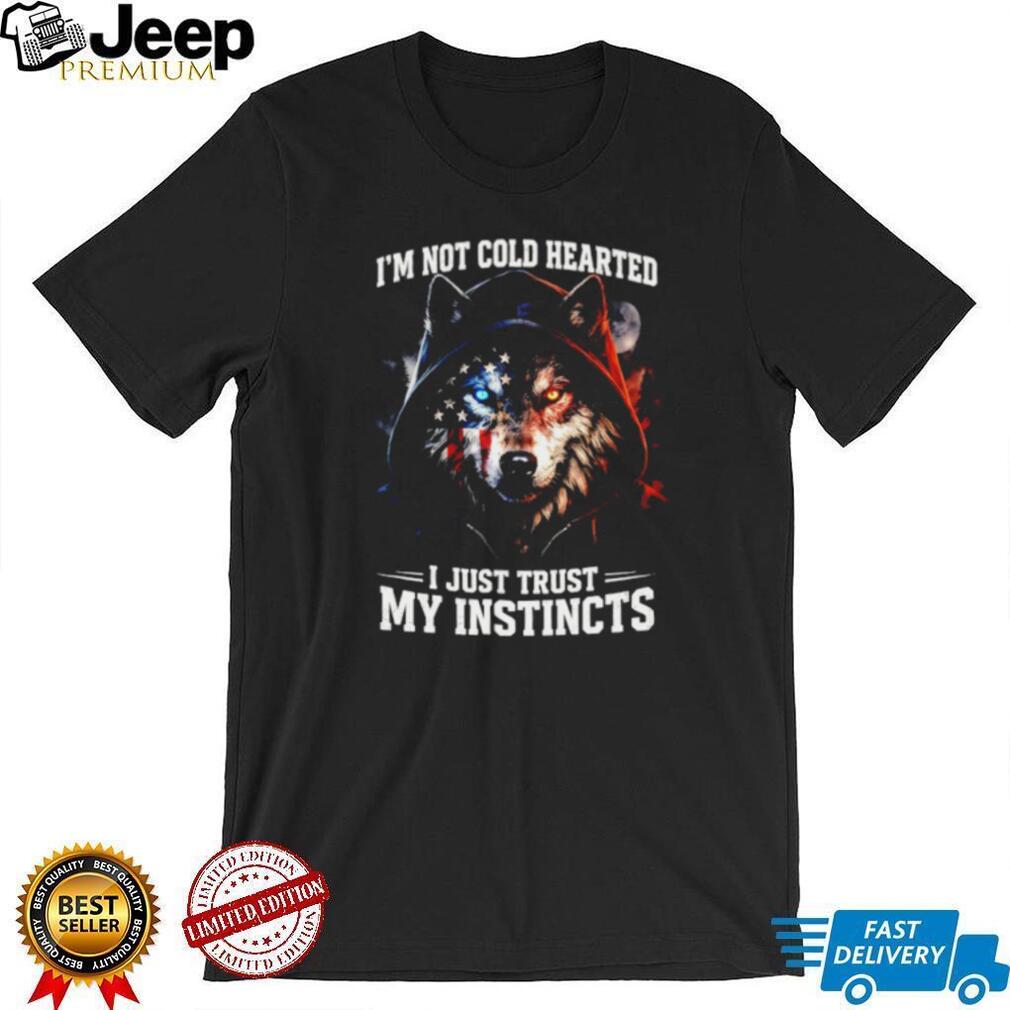 I Just Trust My Instincts American Flag Hooded Wolf Graphic T Shirt