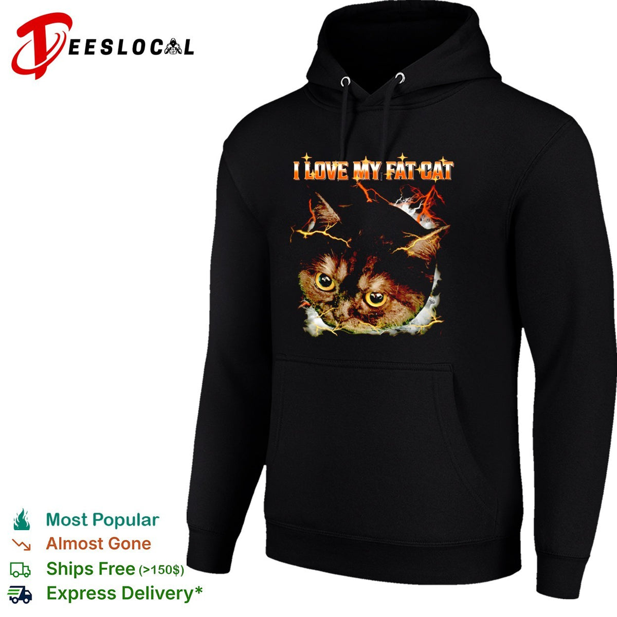 I Love My Fat Cat Lightning Storm Aesthetic Internet Meme Animal Lover shirt