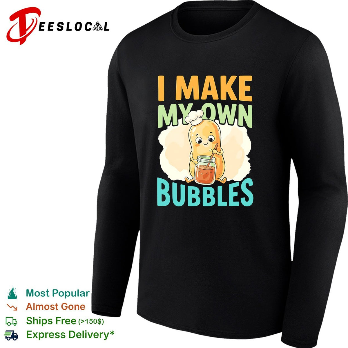 I Make My Own Bubbles Cute Potato Chef Culinary Food Kitchen Funny Joke Shirt