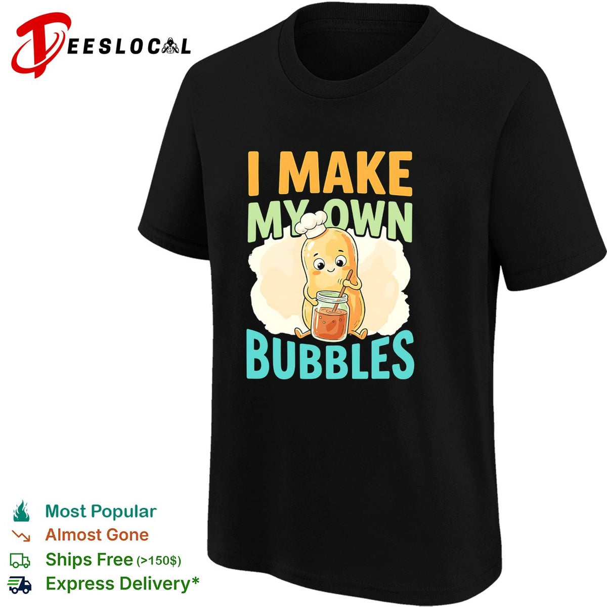 I Make My Own Bubbles Cute Potato Chef Culinary Food Kitchen Funny Joke Shirt