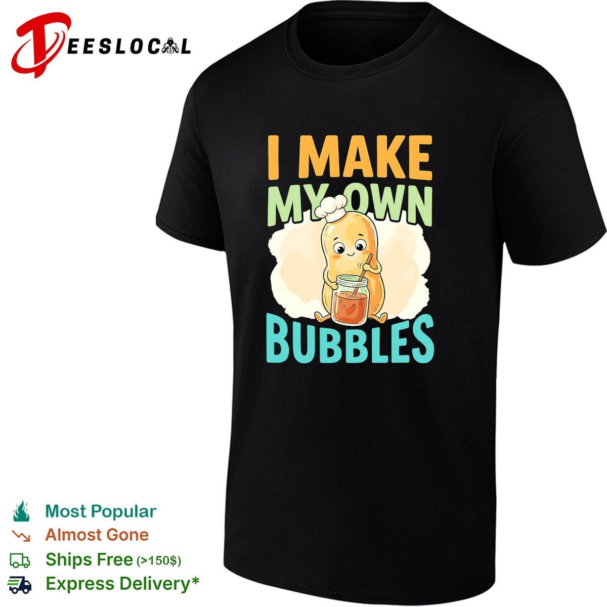 I Make My Own Bubbles Cute Potato Chef Culinary Food Kitchen Funny Joke Shirt