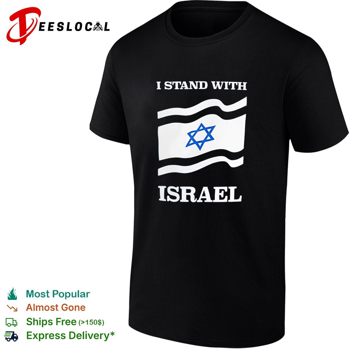 I Stand With Israel Waving Flag shirt