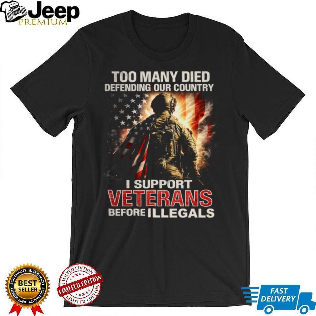I Support Veterans Before Illegals American Flag Soldier T Shirt