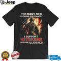 I Support Veterans Before Illegals Patriotic American Flag Soldier T Shirt
