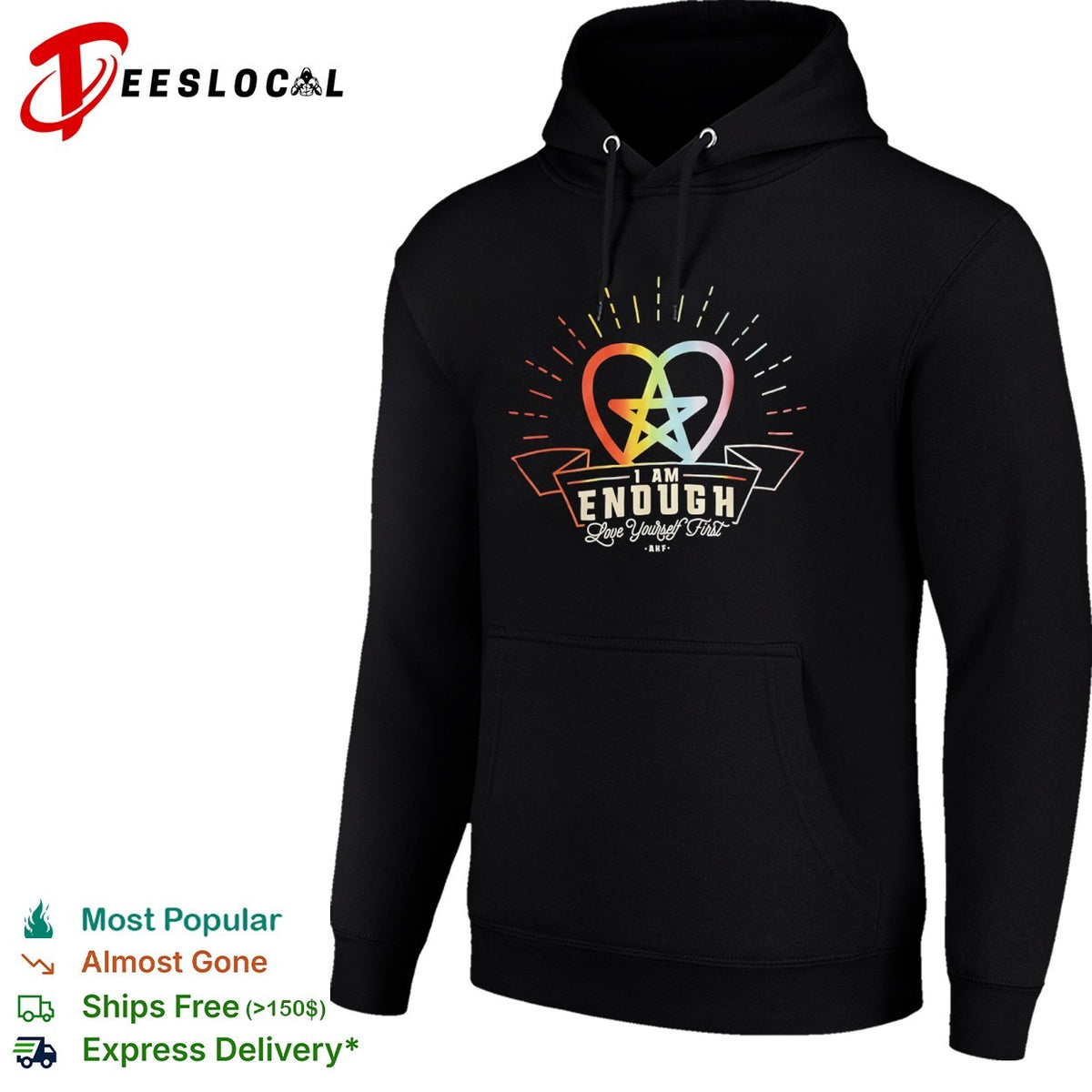I am Enough Love Yourself First AKF Star Heart rainbow shirt
