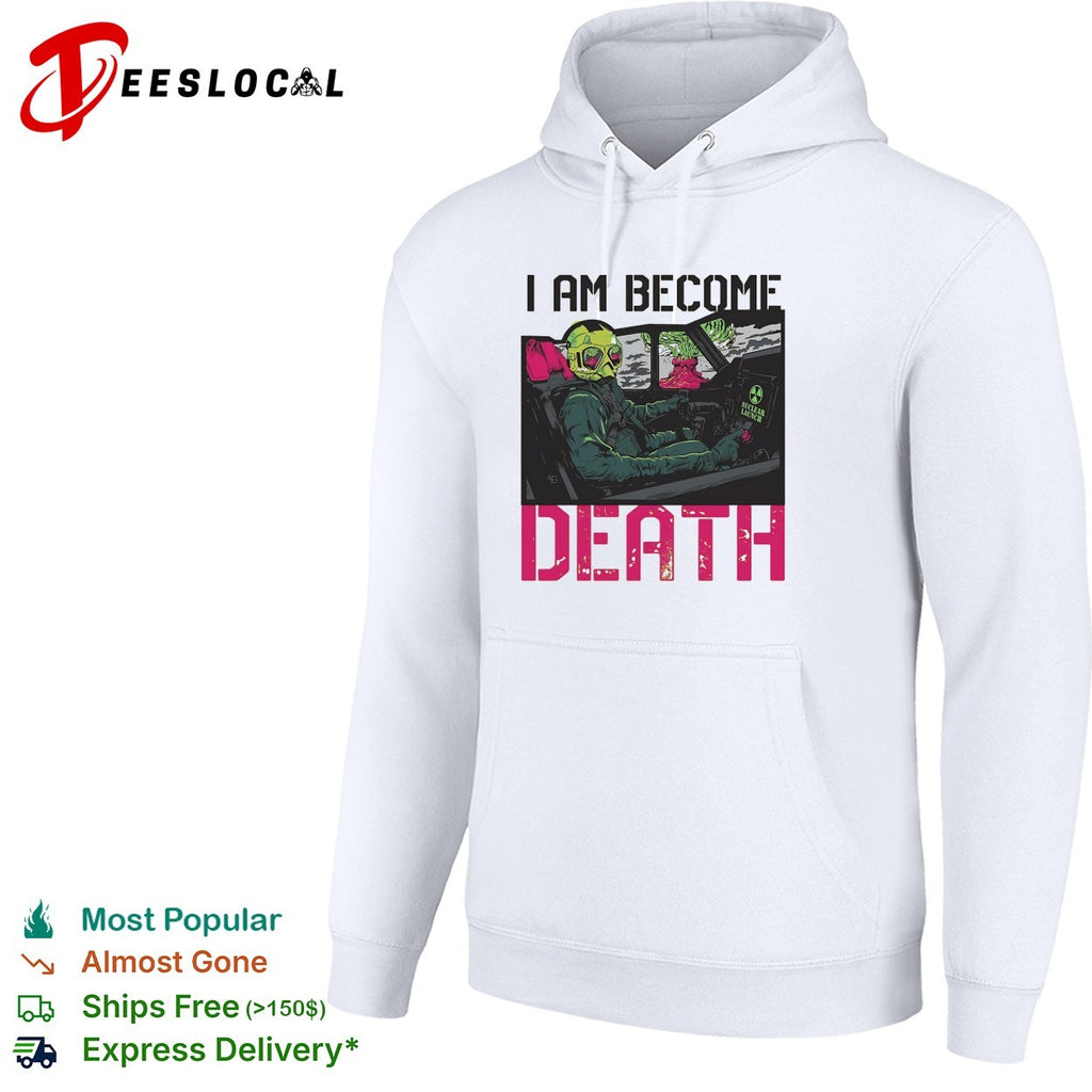 I am become death toxic gas mask driver behind the wheel neon colors graphic shirt
