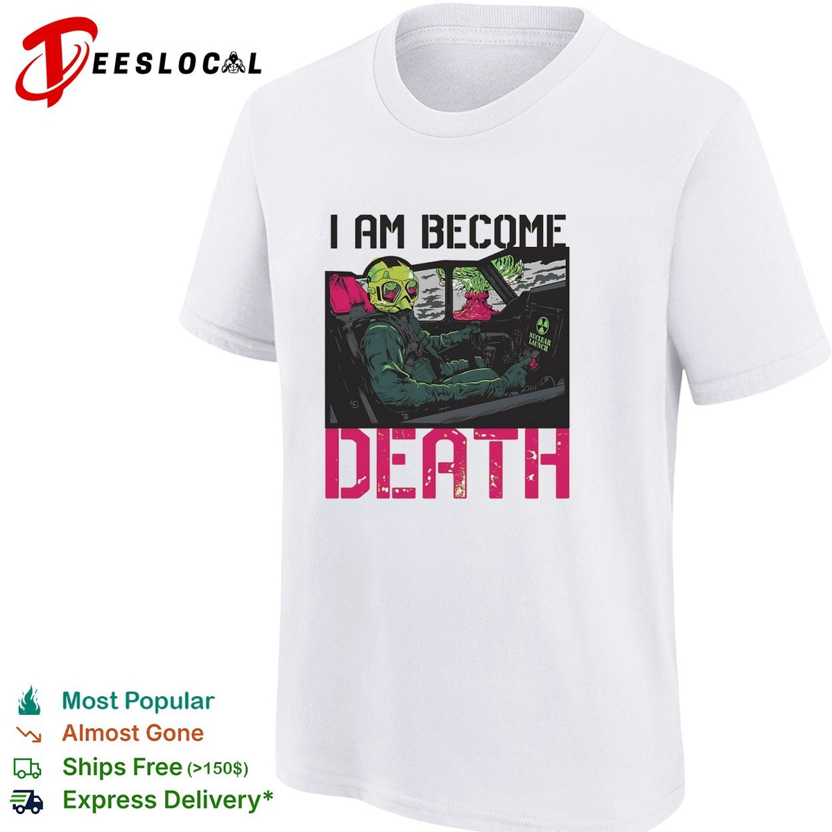 I am become death toxic gas mask driver behind the wheel neon colors graphic shirt