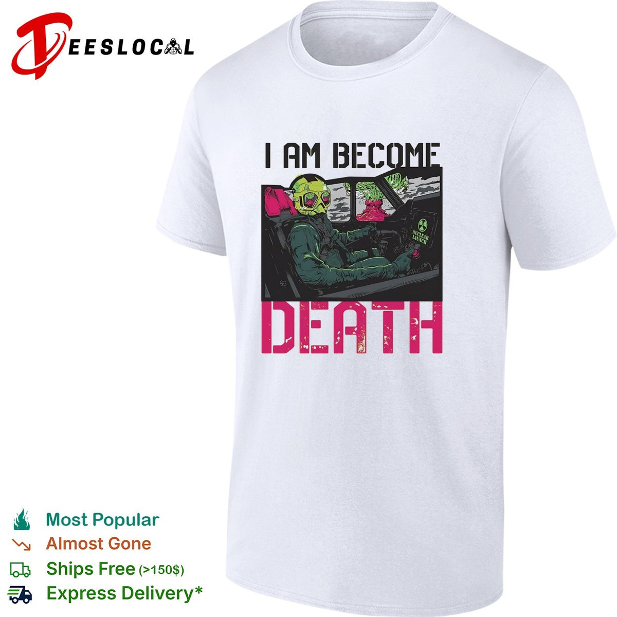 I am become death toxic gas mask driver behind the wheel neon colors graphic shirt