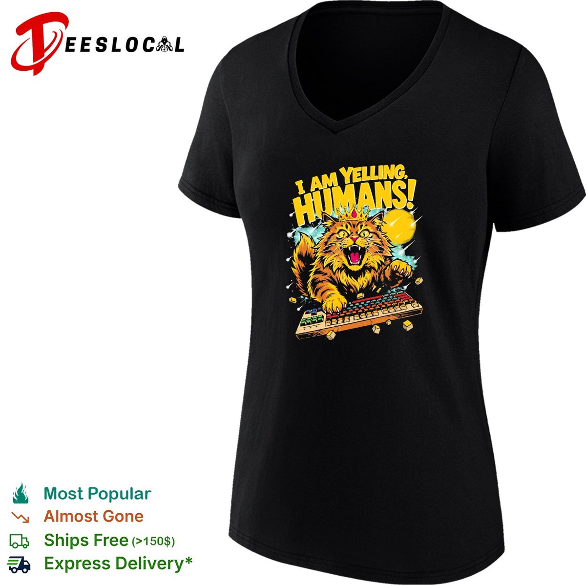 I am yelling humans cat keyboard crown illustration shirt