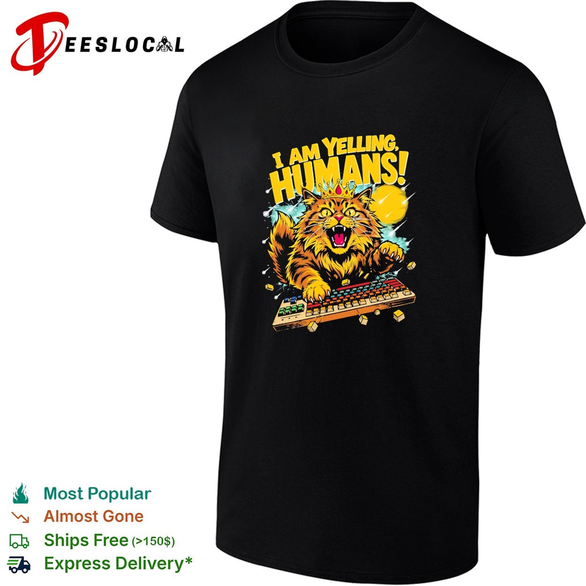 I am yelling humans cat keyboard crown illustration shirt