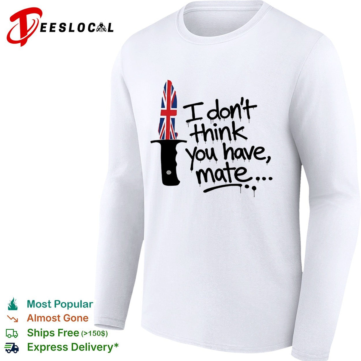 I don’t think you have mate UK Union Jack flag knife blade graphic print shirt