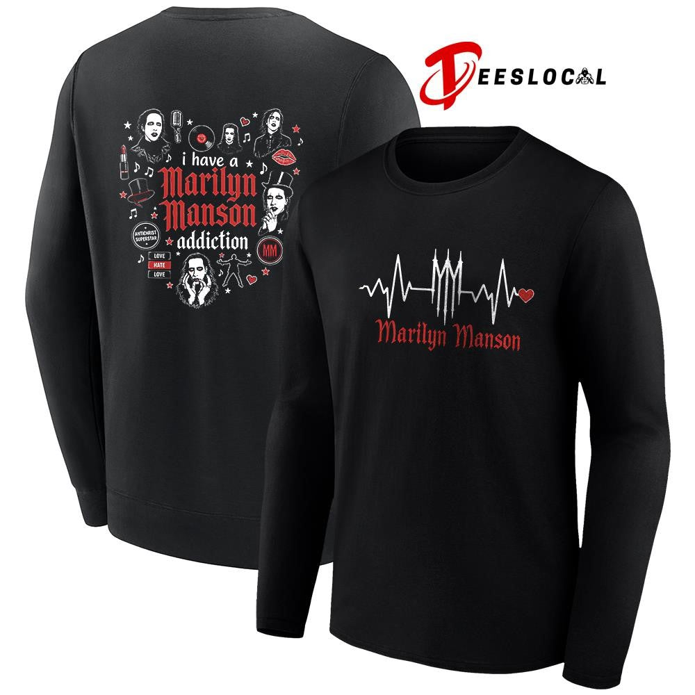 I have a Marilyn Manson addiction heartbeat signs shirt