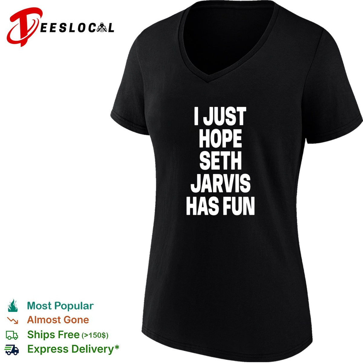 I just hope Seth Jarvis has fun bold white lettering real NHL player graphic shirt