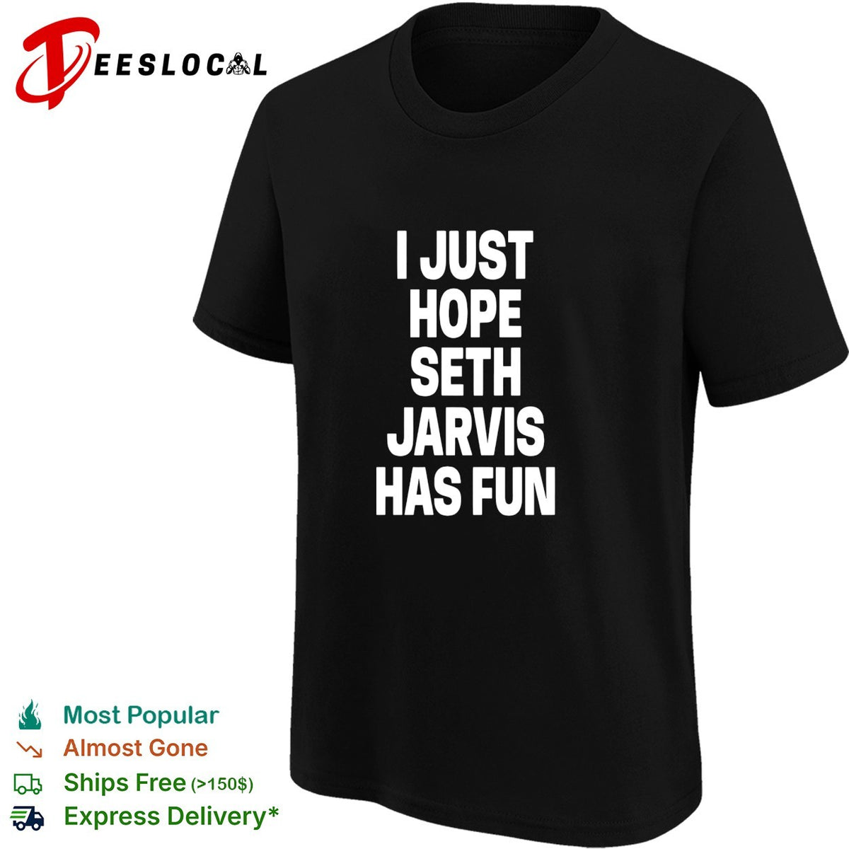I just hope Seth Jarvis has fun bold white lettering real NHL player graphic shirt