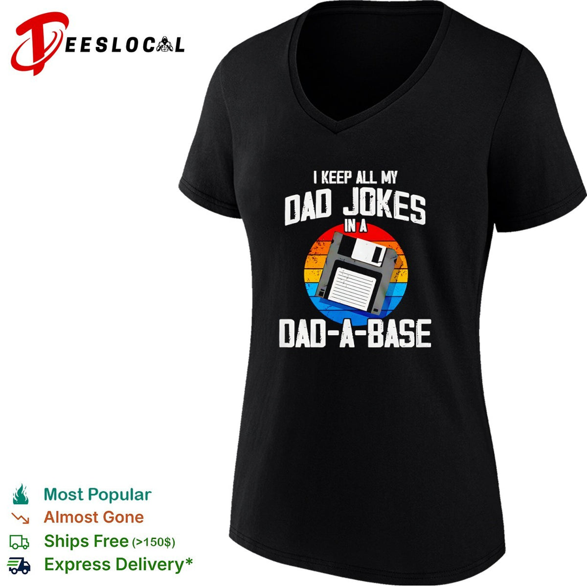 I keep all my dad jokes in a dad a base floppy disk shirt