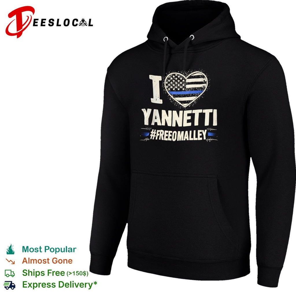 I love Yannetti FreeOmalley Thin Blue Line Heart Police Support shirt