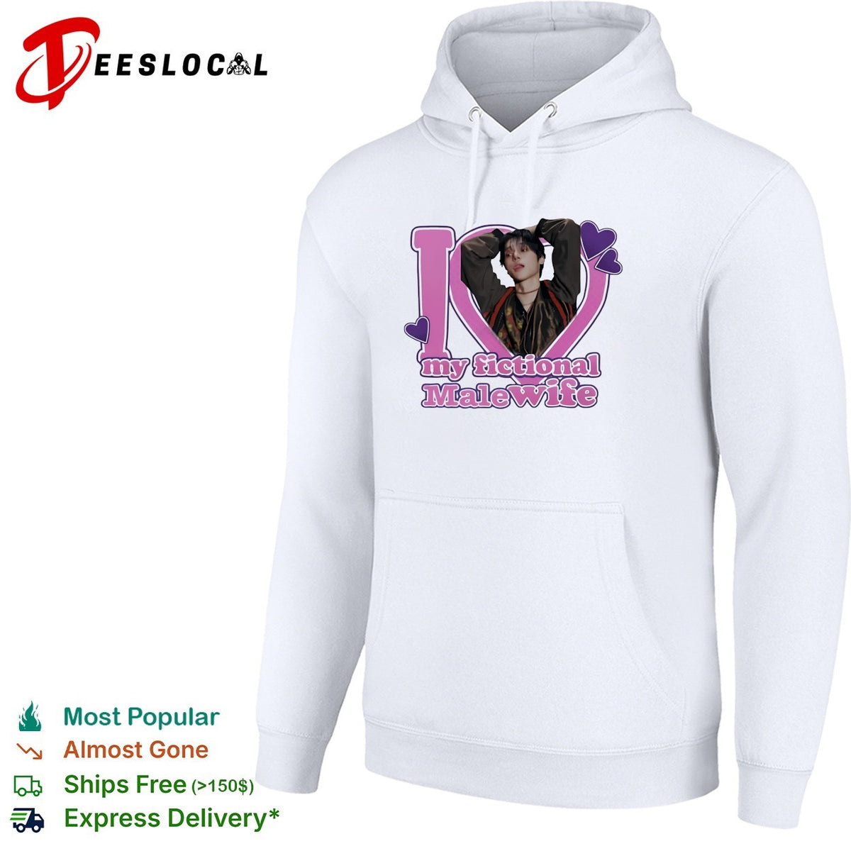 I love my fictional male wife K pop idol photo hearts shirt