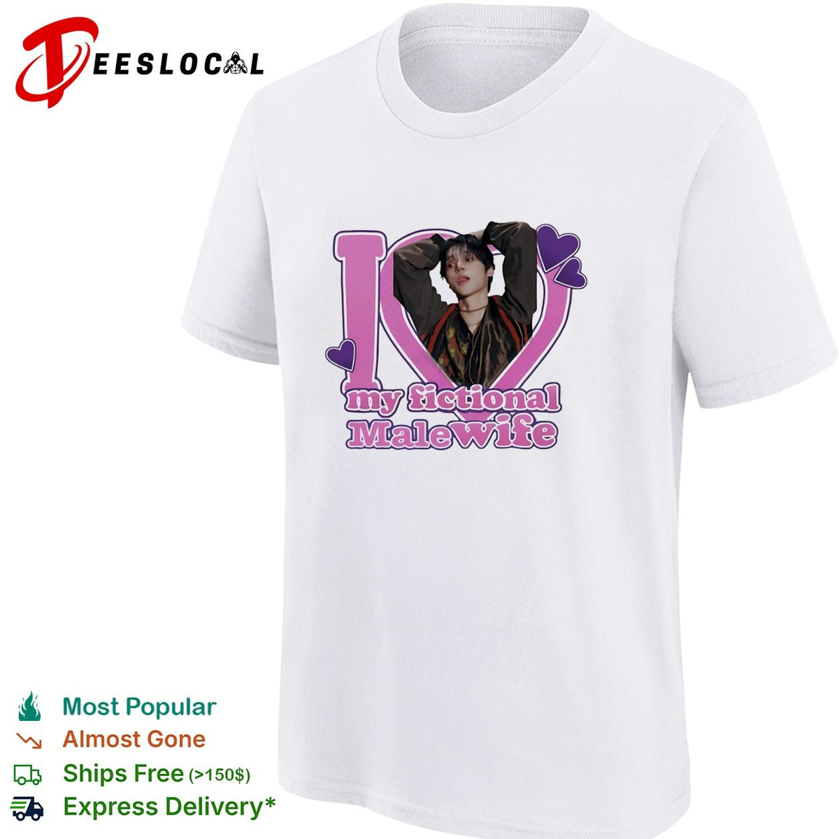 I love my fictional male wife K pop idol photo hearts shirt