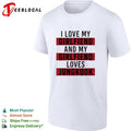 I love my girlfriend and my girlfriend loves Jungkook bold red lettering shirt