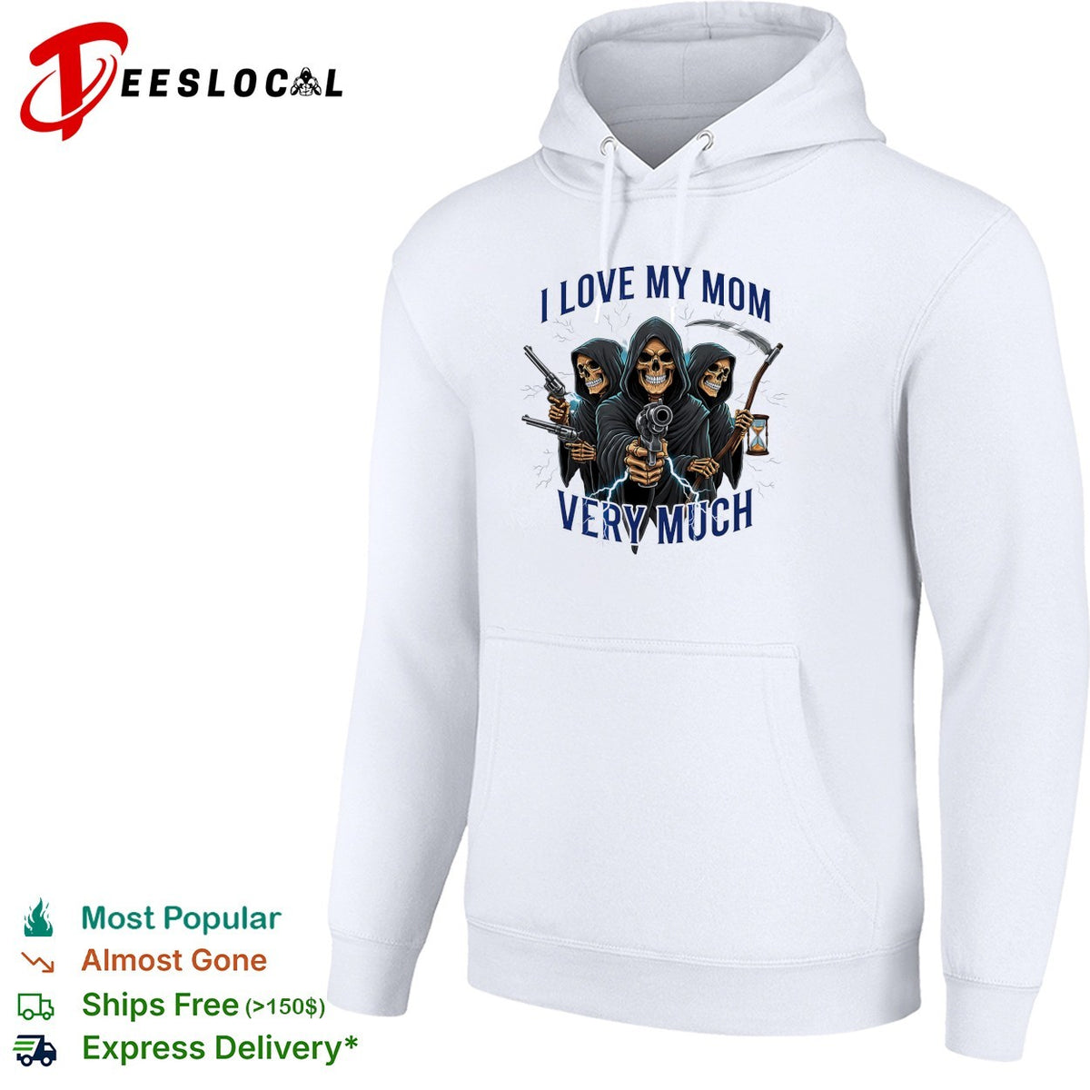 I love my mom very much three grim reapers absurdist humor art shirt