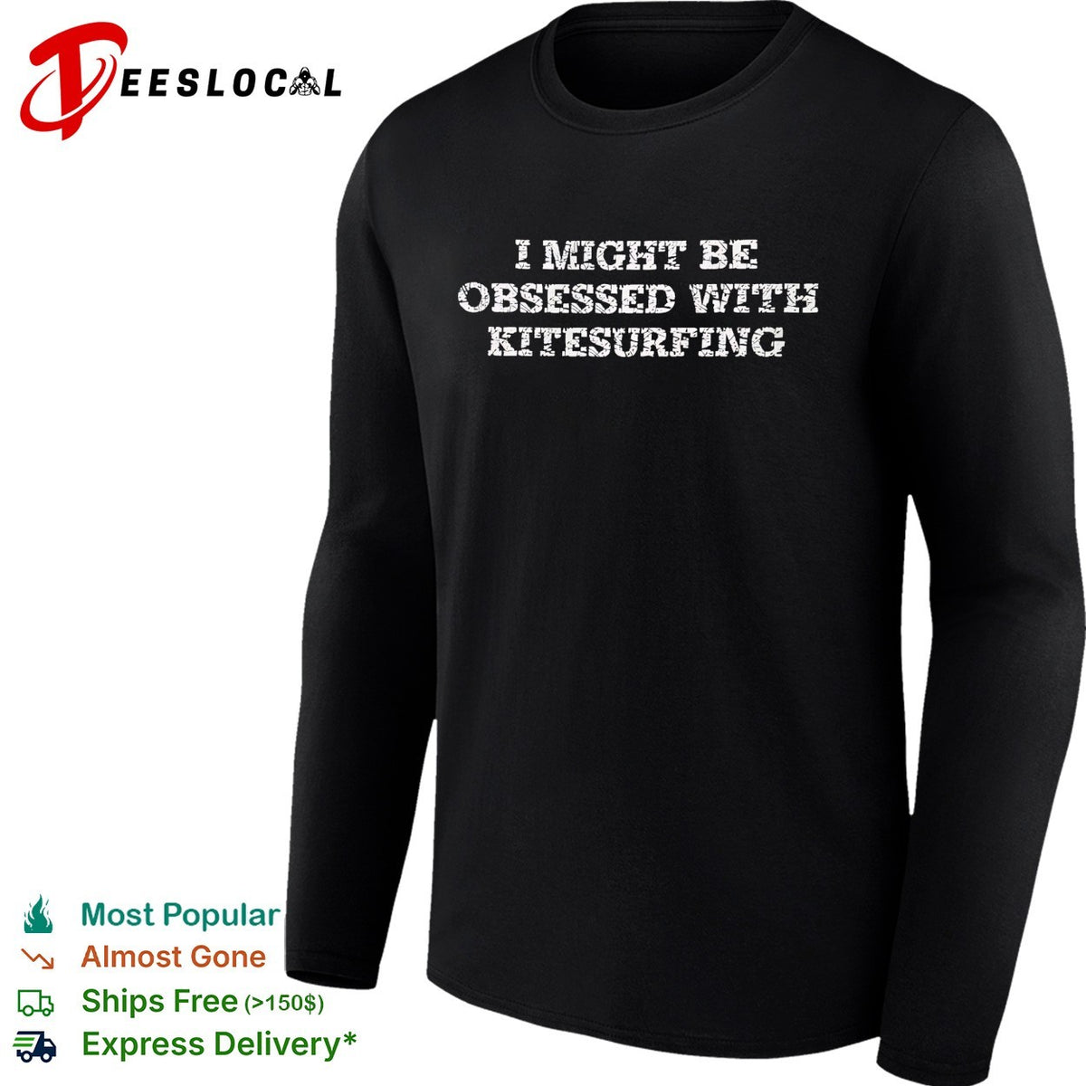 I might be obsessed with kitesurfing bold distressed typography shirt