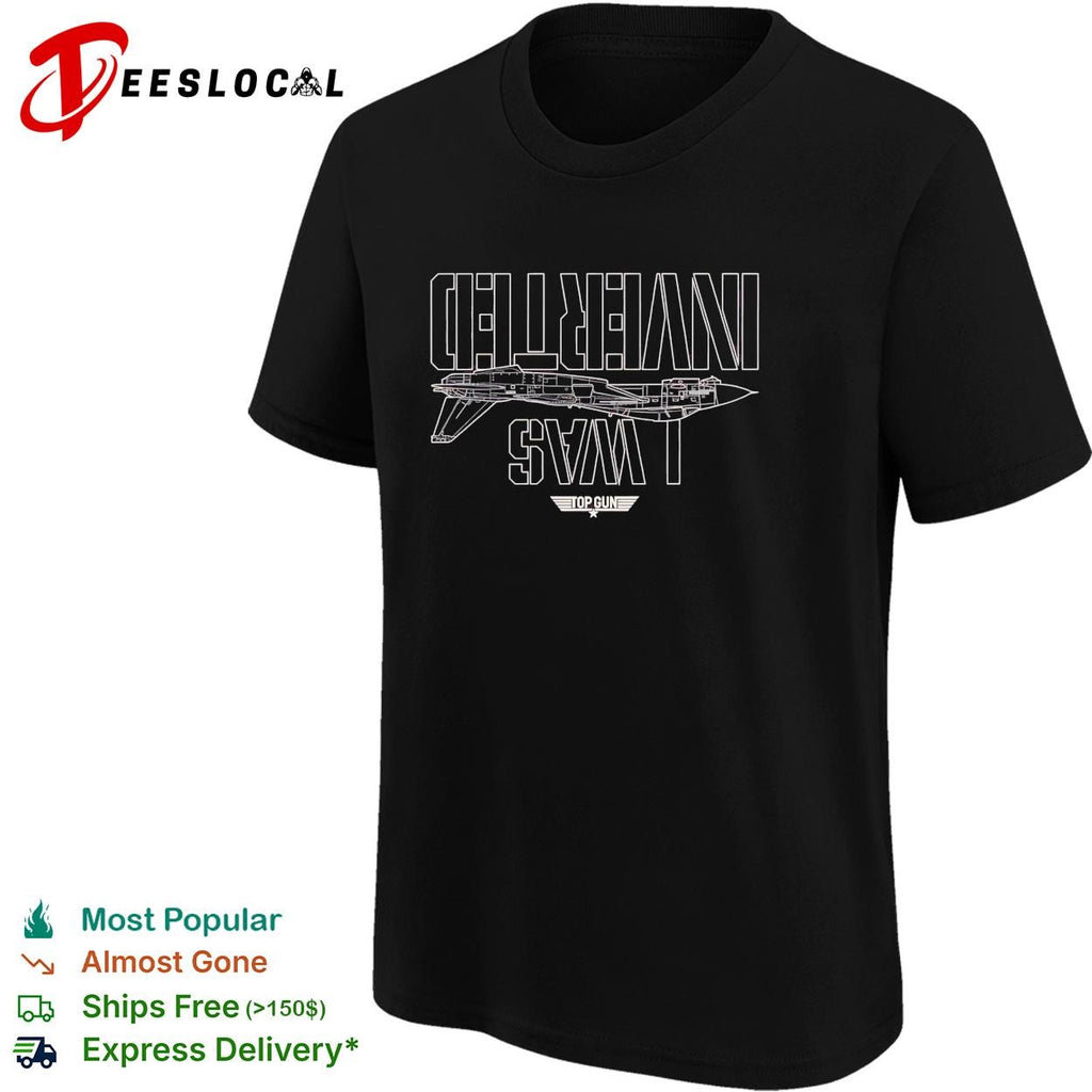 I was inverted Top Gun fighter jet blueprint inverted text shirt