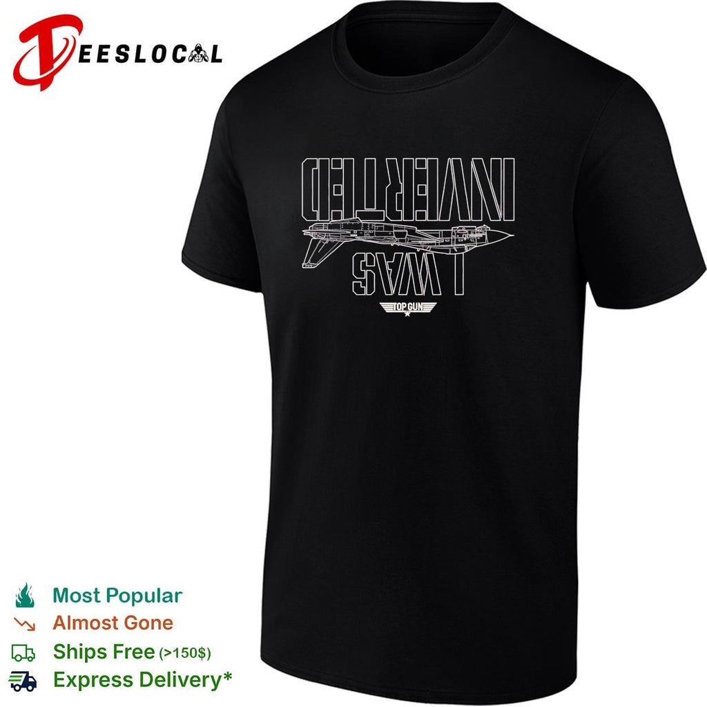 I was inverted Top Gun fighter jet blueprint inverted text shirt