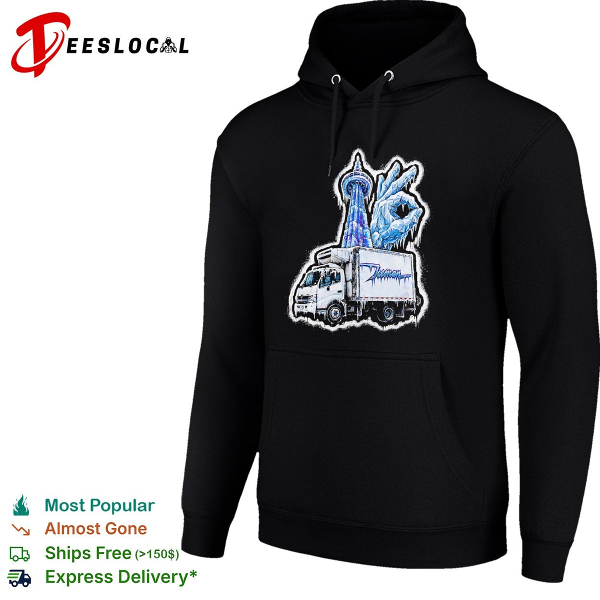 Iceman Toronto CN Tower ok hand sign frozen ice delivery truck streetwear shirt