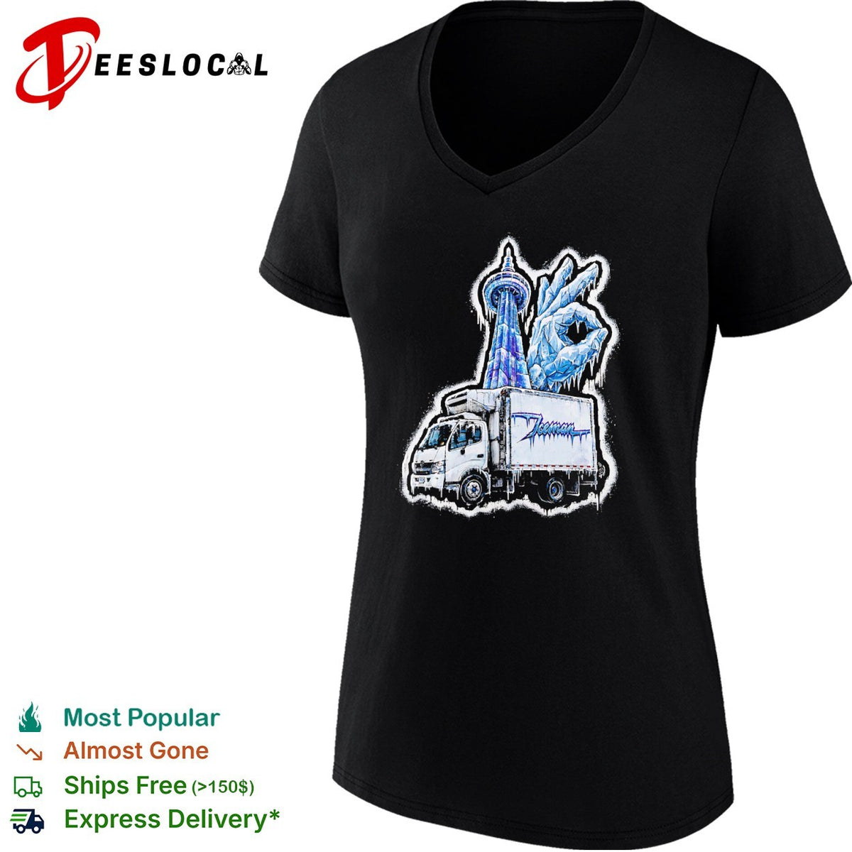 Iceman Toronto CN Tower ok hand sign frozen ice delivery truck streetwear shirt