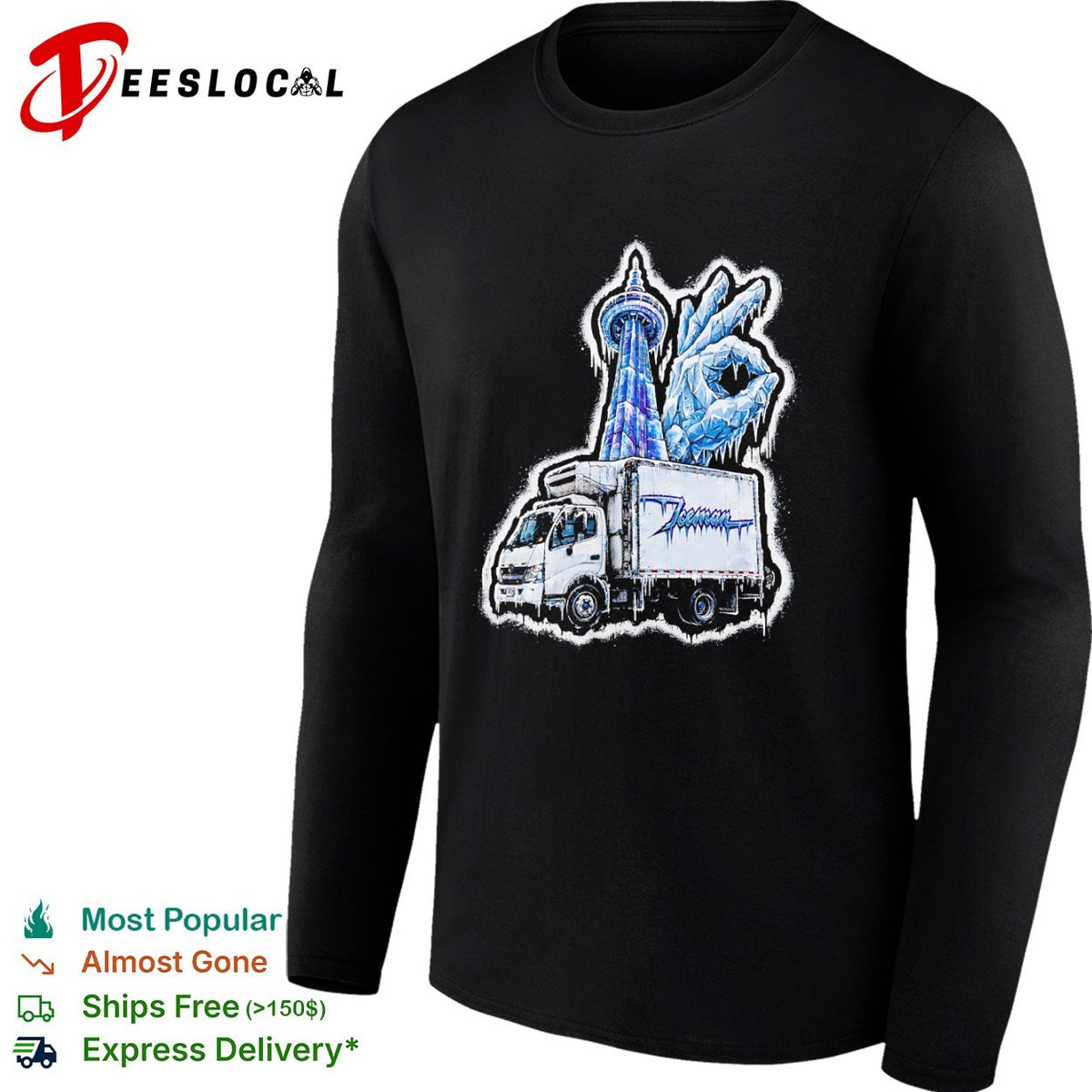 Iceman Toronto CN Tower ok hand sign frozen ice delivery truck streetwear shirt