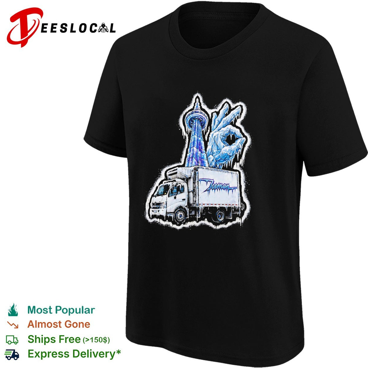 Iceman Toronto CN Tower ok hand sign frozen ice delivery truck streetwear shirt