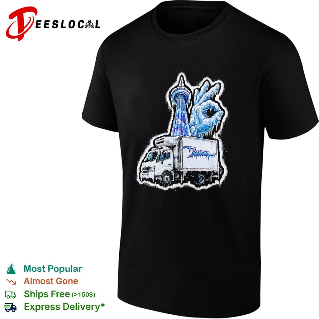 Iceman Toronto CN Tower ok hand sign frozen ice delivery truck streetwear shirt