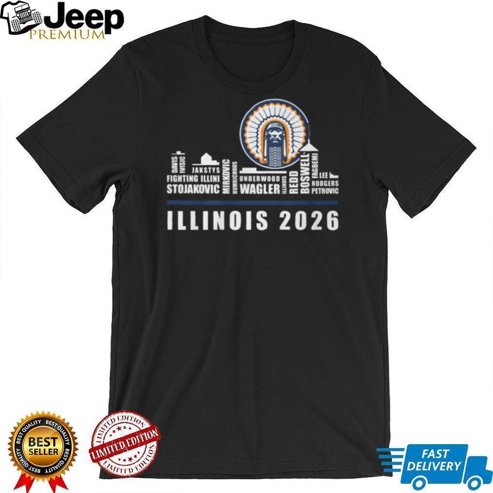 Illinois Fighting Illini 2026 Basketball Team Roster Skyline Signature T Shirt