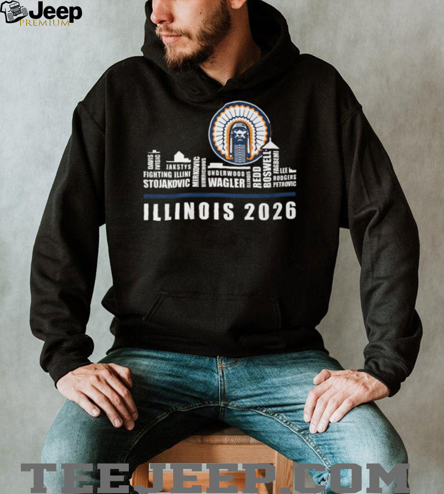 Illinois Fighting Illini 2026 Basketball Team Roster Skyline Signature T Shirt