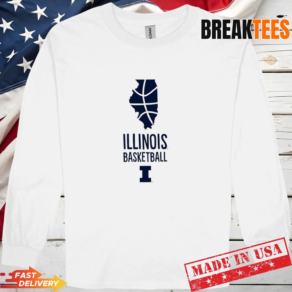 Illinois Fighting Illini Men’s Basketball State logo T-Shirt
