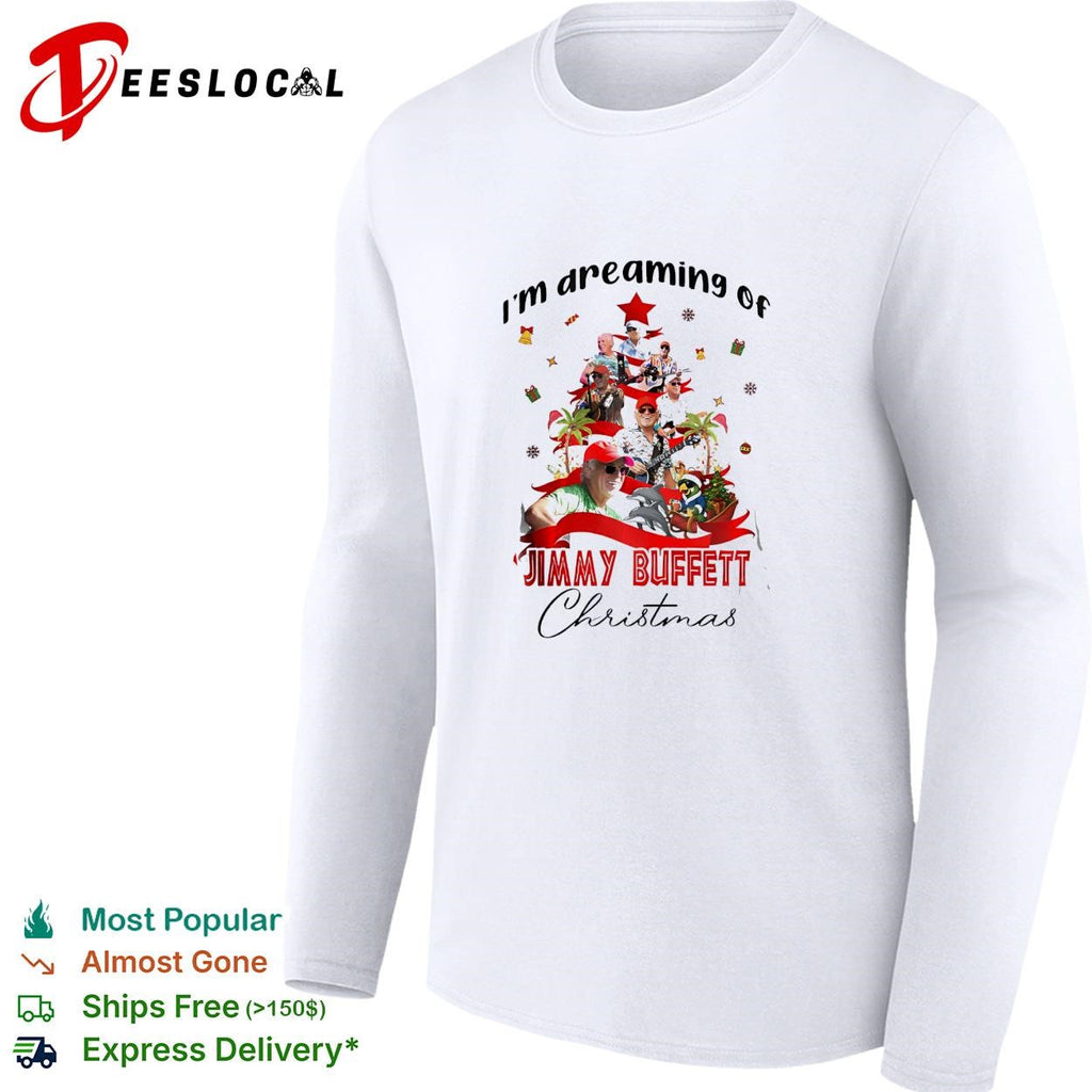 I’m dreaming of a Jimmy Buffett Christmas musician collage parrot poster shirt