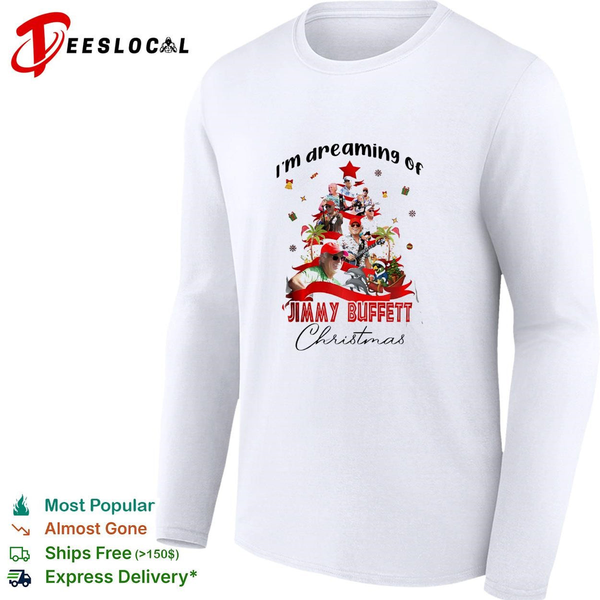 I’m dreaming of a Jimmy Buffett Christmas musician collage parrot poster shirt