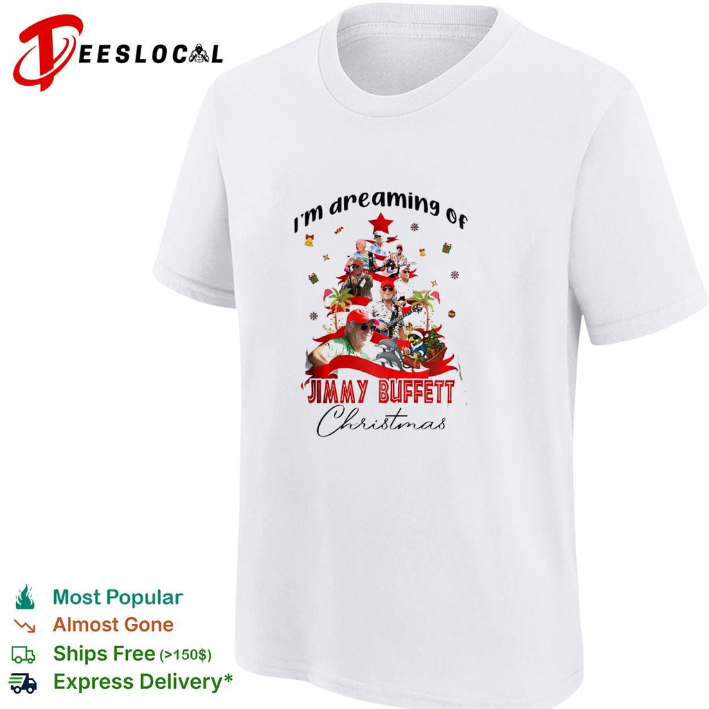 I’m dreaming of a Jimmy Buffett Christmas musician collage parrot poster shirt